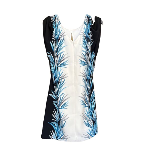 Womens White House Black Market palm print shift cold shoulder dress - Size 8 - Picture 14 of 15